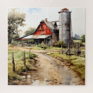 Aquarellhaus mit Silo Puzzle