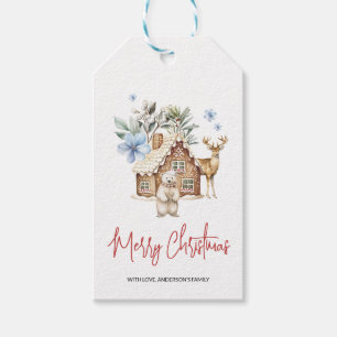 Aquarellhaus, Polar Bear & Reindee Geschenkanhänger