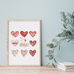 Aquarellhaus Valentine Herz Poster