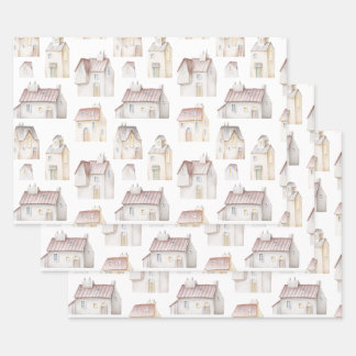 Aquarellhäuser Geschenkpapier Set