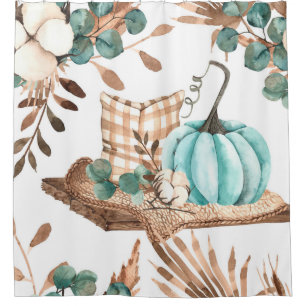 Aquarellherbst nahtloses Muster mit farbigem Pu Duschvorhang
