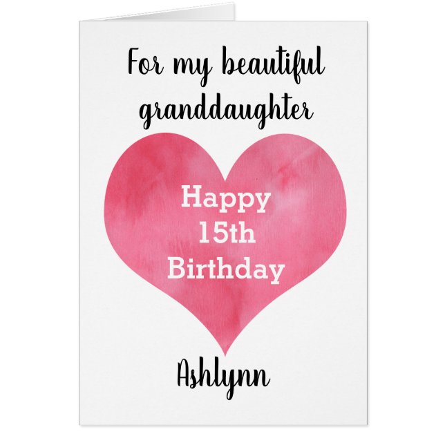 Aquarellherz 15. Geburtstagsfeier Enkeltochter (Vorne)