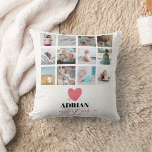 Aquarellherz Baby's First Year Foto Collage Kissen