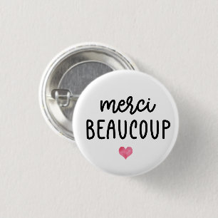 Aquarellherz Merci Beacoup Button