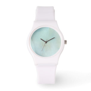 Aquarellhintergrund in Pastellblauem und gelb Armbanduhr
