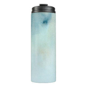 Aquarellhintergrund in Pastellblauem und gelb Thermosbecher