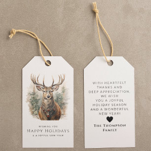 Aquarellhirsch personalisierte Rentier-Weihnachtsg Geschenkanhänger