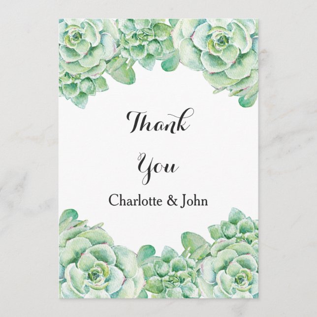 Aquarellhochzeit Vielen Dank Dankeskarte (Vorderseite)