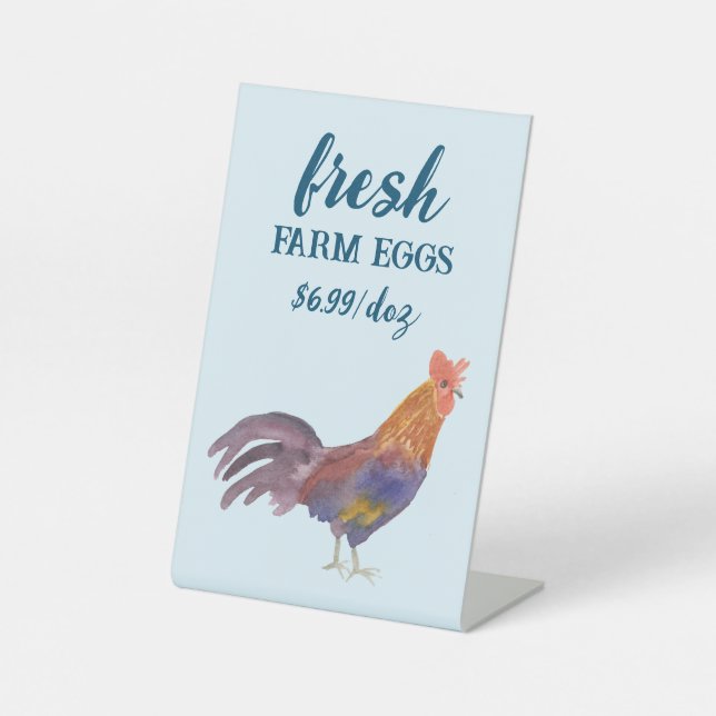 Aquarellhühner & Eier zum Verkauf CUSTOM Sockelschild (Vorderseite)