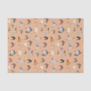 Aquarellhühner Print-Rose Gold Seidenpapier
