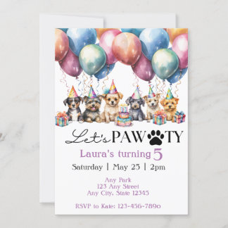 Aquarellhund Birthday Pawty Einladung