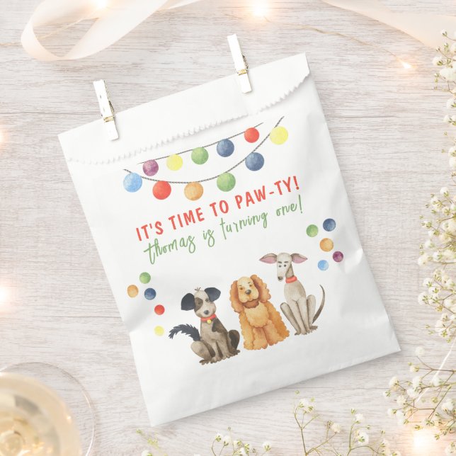 Aquarellhund Erster Geburtstag Geschenktütchen (Ausgeschnitten)