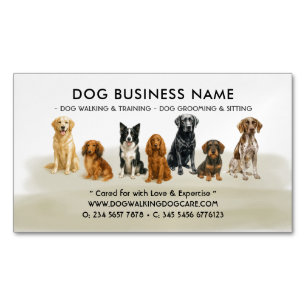 Aquarellhund Grooming Walking Sitting Boarding Magnetische Visitenkarte