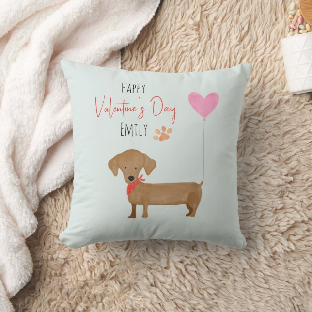 Aquarellhund Valentinstag Kissen (Decke)