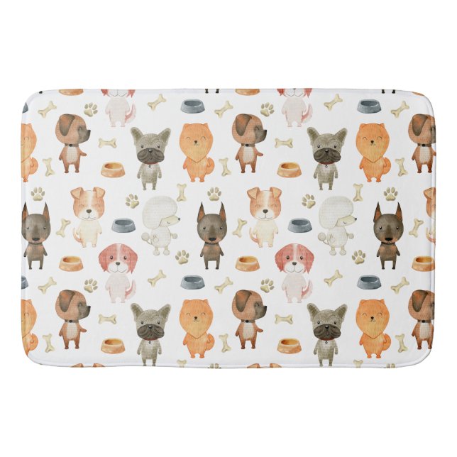 Aquarellhunde. Badematte (Vorderseite)