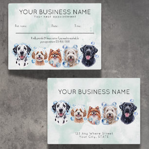 Aquarellhunde-Blasen mit Visitenkarte Terminkarte