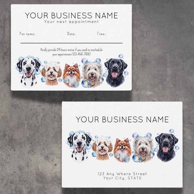 Aquarellhunde-Blasen mit Visitenkarte, weiß Terminkarte (Von Creator hochgeladen)