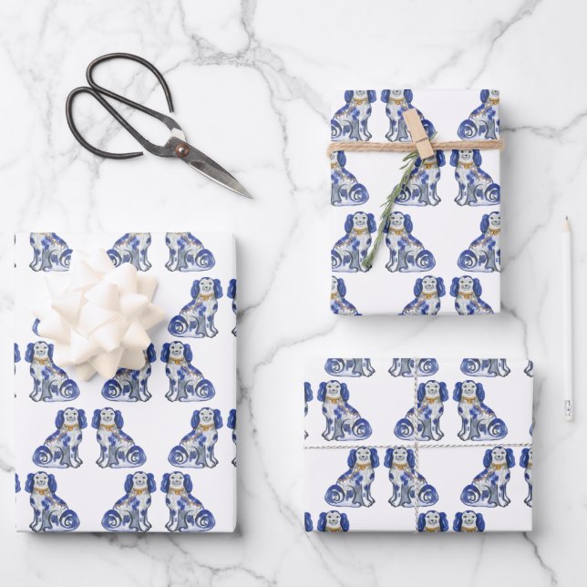 Aquarellhunde Geschenkpapier Set (Vorderseite)