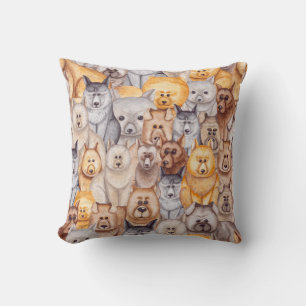 Aquarellhunde: Whimsikischer Nahkampf Kissen