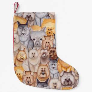 Aquarellhunde: Whimsikischer Nahkampf Kleiner Weihnachtsstrumpf