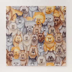 Aquarellhunde: Whimsikischer Nahkampf Puzzle