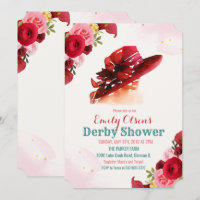 Aquarellhut Floral Derby Dusche Einladung