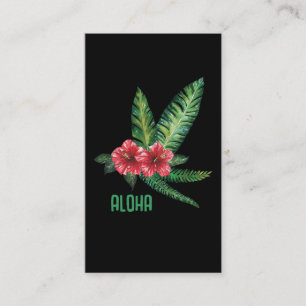Aquarellierte hawaiianische Blume Hibiskus Aloha Visitenkarte