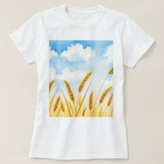 Aquarellillustration eines Weizenfeldes T-Shirt