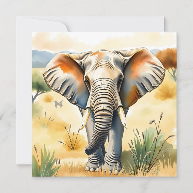 Aquarellillustration von Mama und Baby Elephant (Vorderseite)
