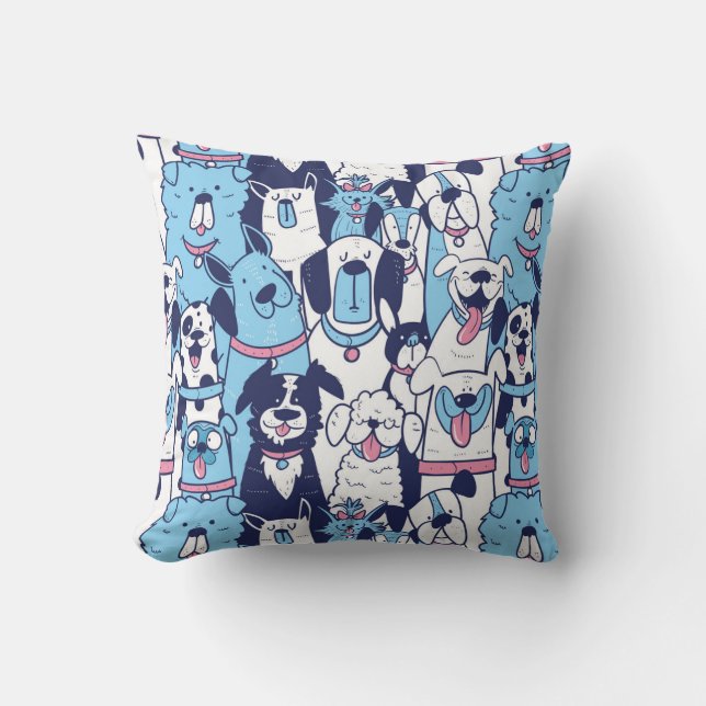 Aquarellinie Zeichn Hund Welpe Tierart Kissen (Vorderseite)