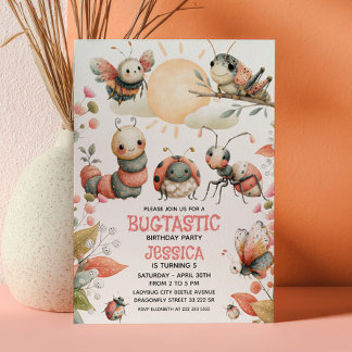 Aquarellinsekten BUGTASTIC Natur Kinder zum Geburt Einladung