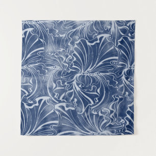 Aquarelliren: Indigostil im Vintagen Nouveau Wandteppich