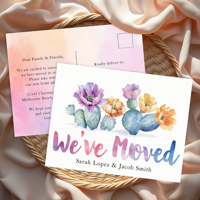 Aquarellkaktus, die wir angekündigt haben postkarte (We've Moved Postcard)