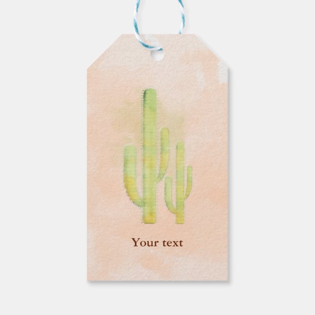 Aquarellkaktus Einfaches südwestliches Gastgeschen Geschenkanhänger (Rückseite)