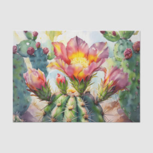 Aquarellkaktus mit dynamischen Wüsten-Blume Seidenpapier