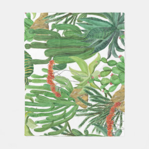 Aquarellkaktus: Nahtlose Mustermalerei Fleecedecke