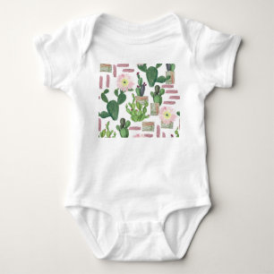 Aquarellkaktus Nahtloses Malmuster Baby Strampler