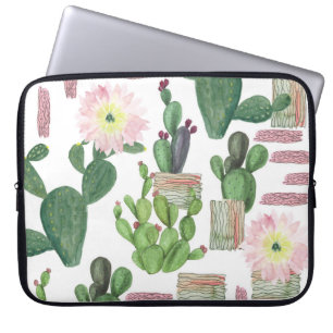 Aquarellkaktus Nahtloses Malmuster Laptopschutzhülle