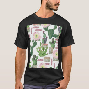 Aquarellkaktus Nahtloses Malmuster T-Shirt