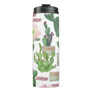 Aquarellkaktus Nahtloses Malmuster Thermosbecher