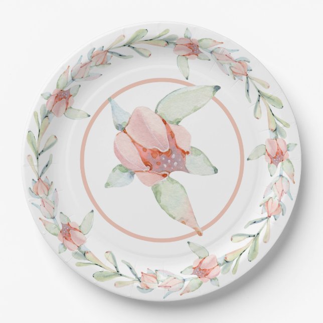 Aquarellkaktus Pappteller (Vorderseite)