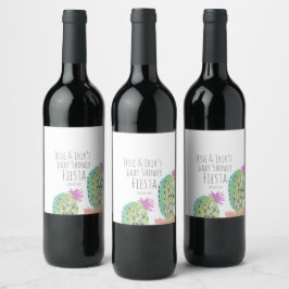 Aquarellkaktus Pflanze Handgemalte Kinderdusche Weinetikett