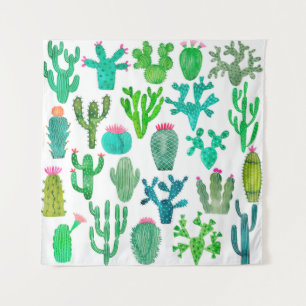 Aquarellkaktus Pflanze Set, Kakteen Blume Illustra Wandteppich