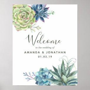 Aquarellkaktus Succulents Hochzeitsstimmung Poster