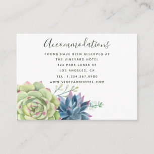 Aquarellkaktus Succulents Hochzeitsunterkunft Begleitkarte