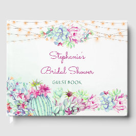 Aquarellkaktus Succulents Lights Brautparty Gästebuch