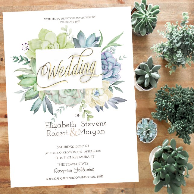 Aquarellkaktus Succulents Polka Dots Wedding Einladung (Von Creator hochgeladen)