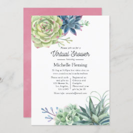 Aquarellkaktus Succulents Virtual Baby Shower Einladung