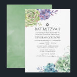 Aquarellkaktus Sukkulents Bat Mitzvah Einladung<br><div class="desc">Trendy Aquarellwüste sukkulente Kunstfledermaus mitzvah Einladung individuell auf Ihre Event-Besonderheiten.</div>