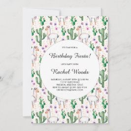 Aquarellkaktus und Llama Geburtstag Fiesta Einladung